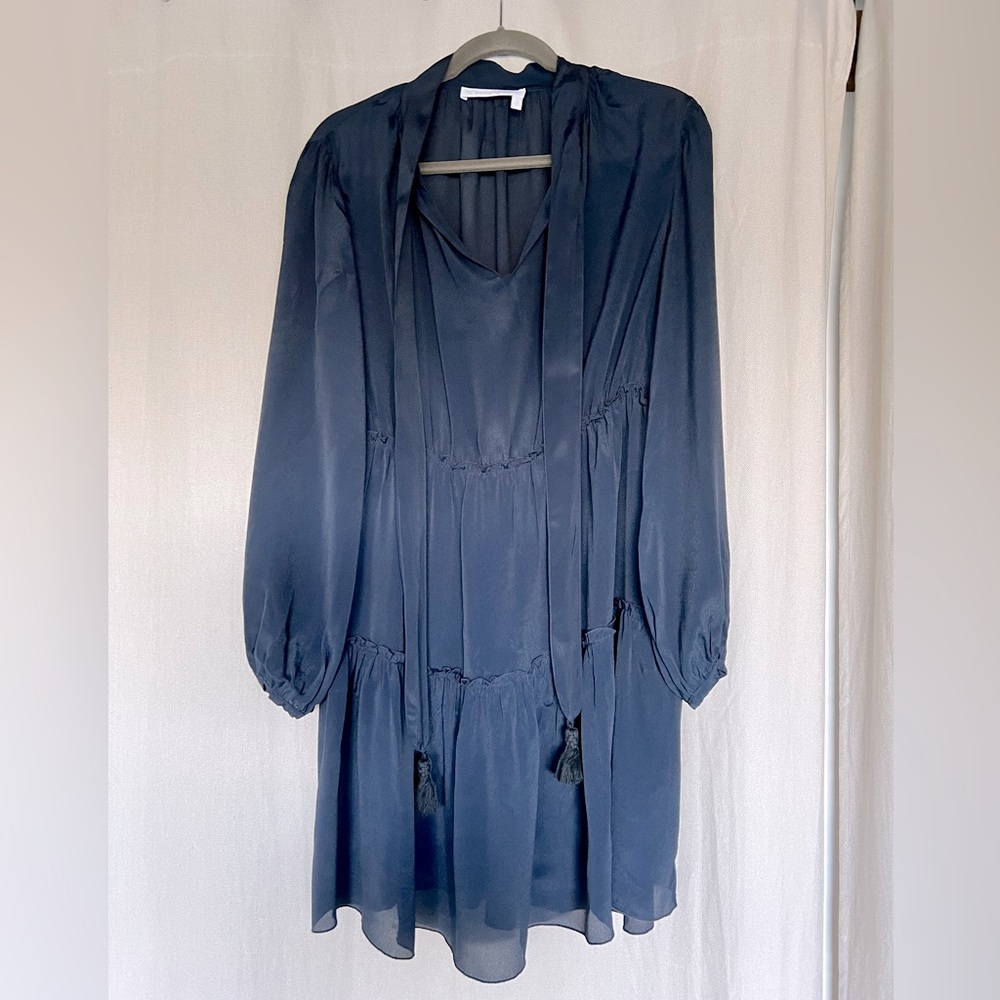 See by Chloé Navy Tiered Ruffle Dress with Matching Slip